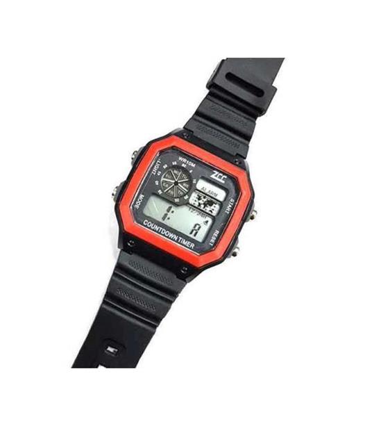 Orologio Da Polso Zcc Unisex Digitale Crono Luce Sport Classic Vintage Rosso Nero