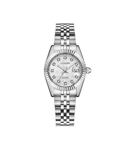 Orologio Da Uomo Donna Longbo 80435 In Acciaio Con Strass Impermeabile Silver