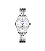 Orologio Uomo Donna Longbo 80436 Analogico Data Acciaio Silver Bianco Lancette Blu