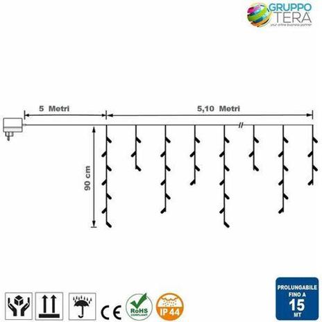 Tenda Cascata Luminosa Multicolore 510X90 Cm Prolungabile Fino A 15Mt 189 Led - 3