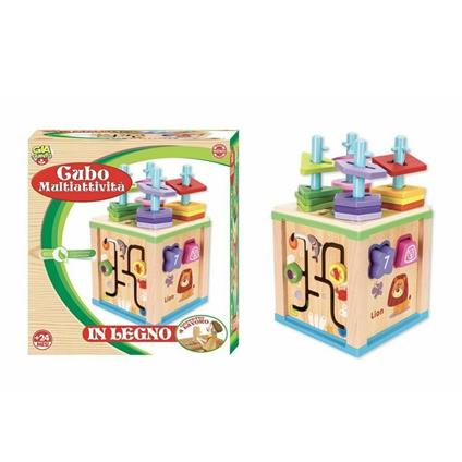 CUBO MULTI ATTIVITÀ IN LEGNO GIOCATTOLO GIOCO EDUCATICO DIDATTICO BAMBINI +24 M