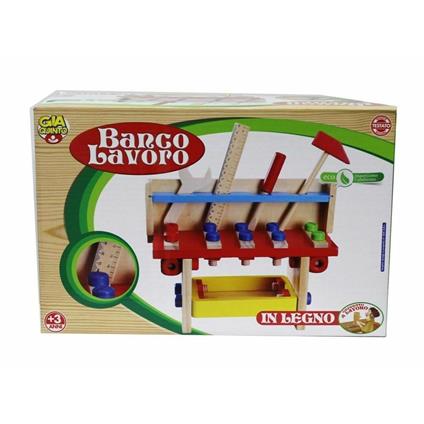 BANCO DA LAVORO IN LEGNO ATTREZZI GIOCATTOLO BRICOLAGE GIOCO PER BAMBINI +3 ANNI