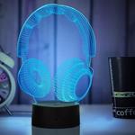 Lampada 3d Illusion Lampada Led Effetto 3d Tridimensionale Cuffie Headphone con Telecomando Luce Notturna