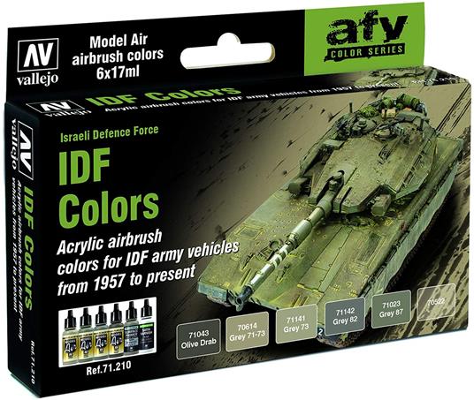 Vallejo Model Air - Set di Colori Acrilici per Aerografo, Multicolore (IDF Army Colors)