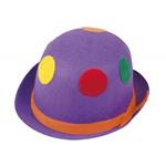 Cappello Pagliaccio Per Adulto In Feltro Viola Con Pois Colorati