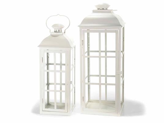 Lanterne porta candela in metallo color bianco quadrate - Gruppo Maruccia - Idee  regalo | IBS