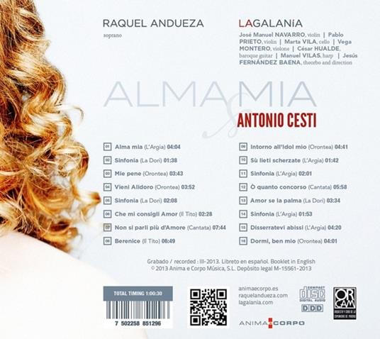 Alma Mia - CD Audio di Raquel Andueza,Antonio Cesti - 2