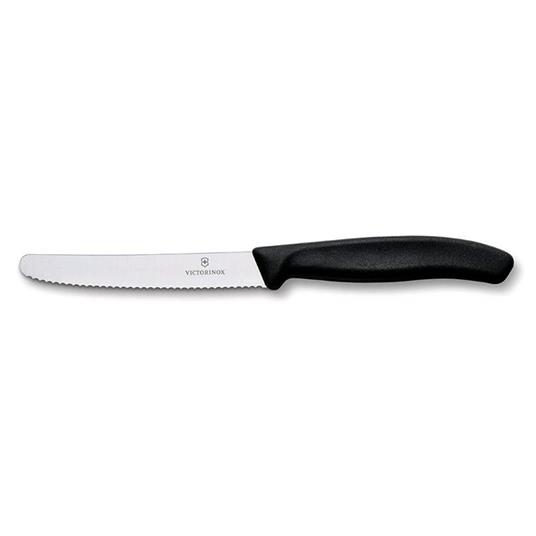 Victorinox coltello da tavola nero dentato punta tonda qualità extra