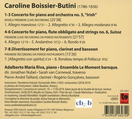 Caroline Boissier-Butini - COncerto Pour Piano No.5 - CD Audio - 2