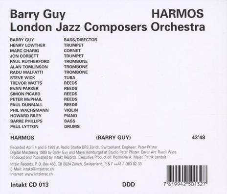 Harmos - CD Audio di Barry Guy - 2