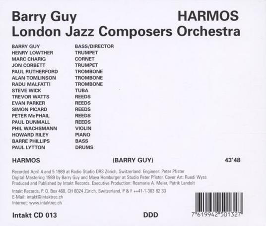 Harmos - CD Audio di Barry Guy - 2