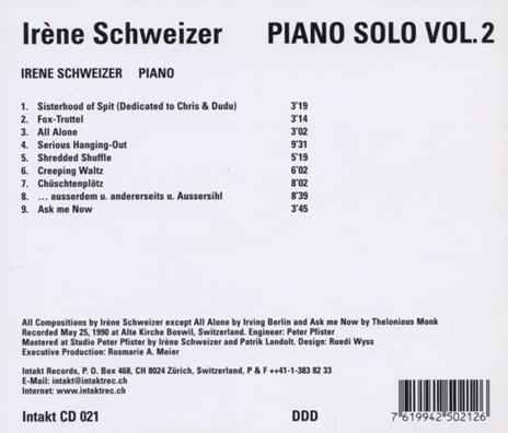 Piano Solo 2 - CD Audio di Irene Schweizer - 2