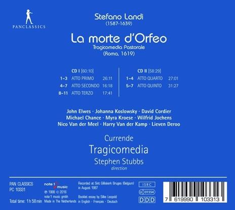 La Morte D'Orfeo - CD Audio di Stefano Landi - 2