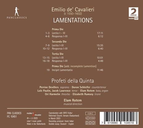 Lamentations - CD Audio di Emilio de Cavalieri,Profeti della Quinta - 2