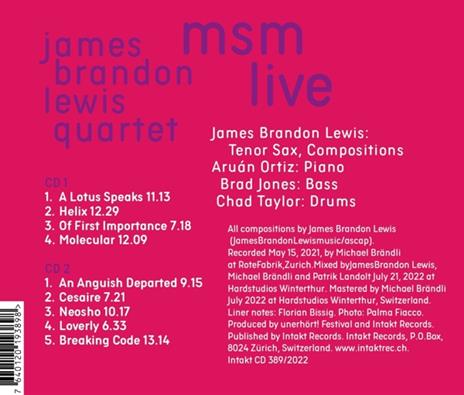 Msm Molecular Systematic Music - Live - CD Audio di James Brandon Lewis - 2