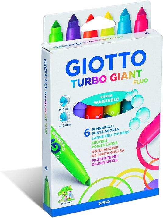 Pennarelli Giotto Turbo Giant Fluo. Scatola 6 colori - Giotto - Cartoleria  e scuola | IBS
