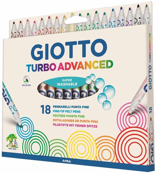 Pennarelli Giotto Turbo Advanced. Scatola 18 colori assortiti - Giotto -  Cartoleria e scuola | IBS