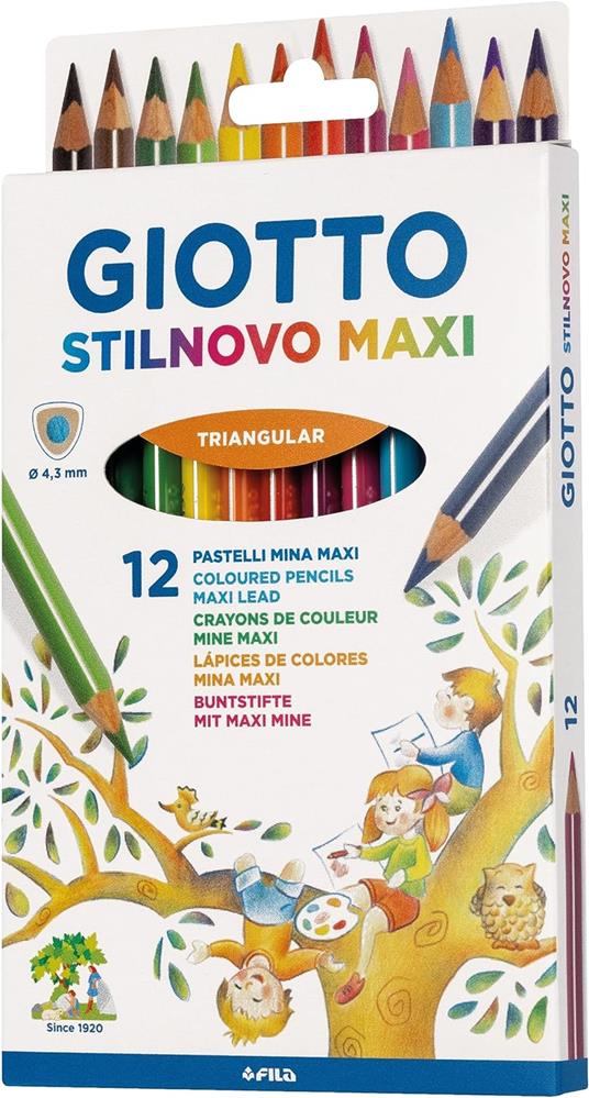 Pastelli Colorati a Matita Giotto Stilnovo Maxi, Astuccio 12 Colori - 3