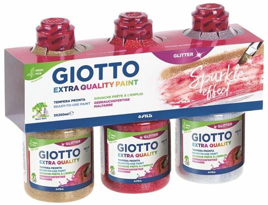 Tempera Giotto Extra quality Glitter Oro, Argento, Rosso - 3x250 ml