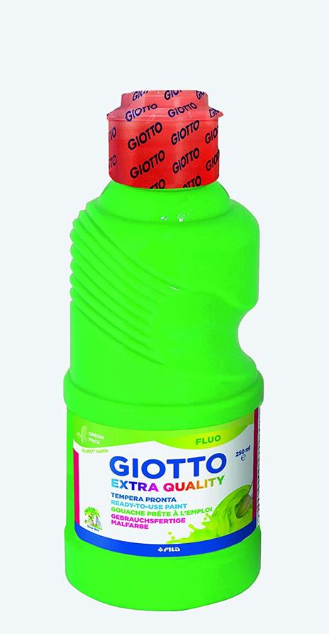 Tempera pronta Giotto qualità extra Fluo 250 ml - Conf. 3x250 ml Giallo, Arancione, Verde - 3