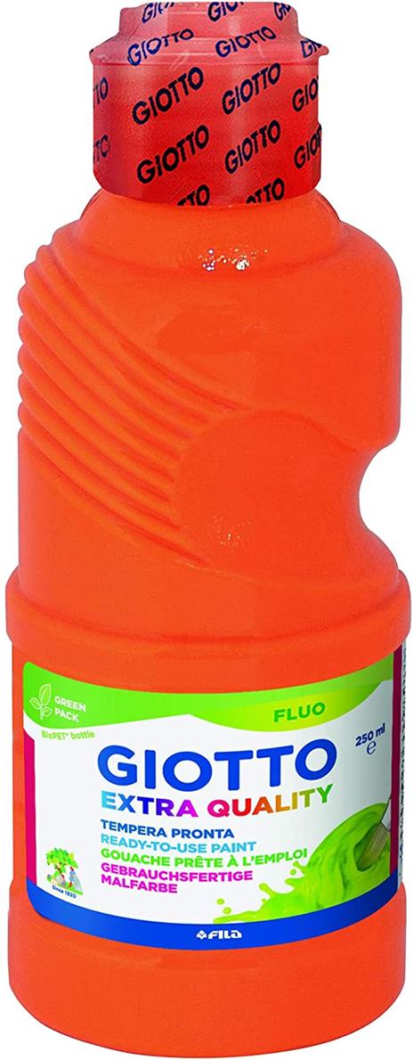 Tempera pronta Giotto qualità extra Fluo 250 ml - Conf. 3x250 ml Giallo, Arancione, Verde - 4