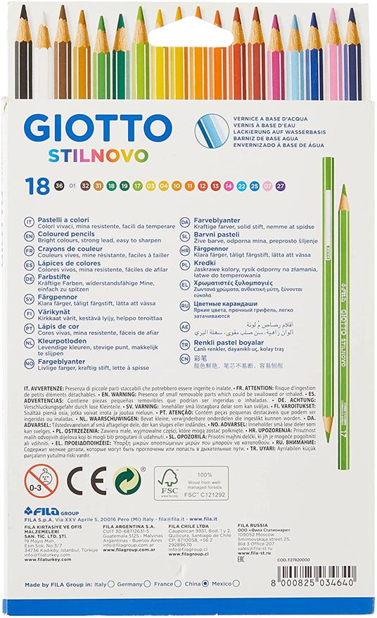 Pastelli Giotto Stilnovo Confezione 18 pezzi - Giotto - Cartoleria e scuola  | IBS