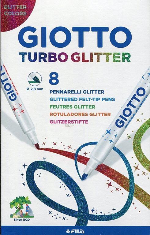 Pennarelli Giotto Turbo Glitter. Scatola 8 colori assortiti - Giotto -  Cartoleria e scuola | IBS