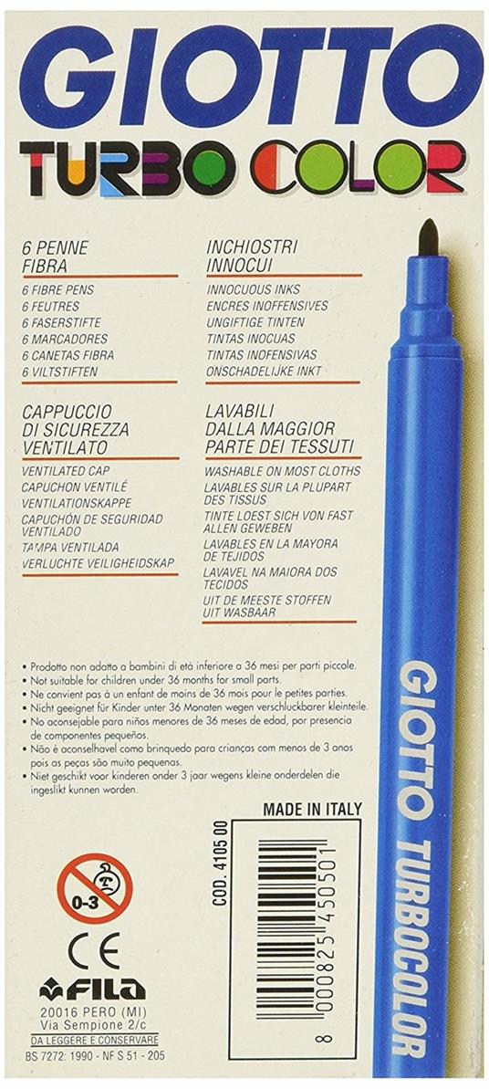 Pennarelli Giotto Turbo color. Scatola 6 colori assortiti - Giotto -  Cartoleria e scuola | IBS