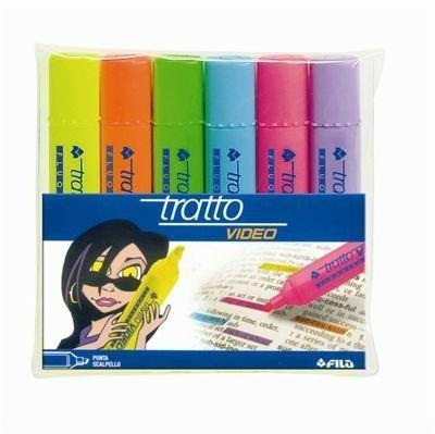 Evidenziatore Tratto Video Pastello Giallo Verde Arancione Rosa