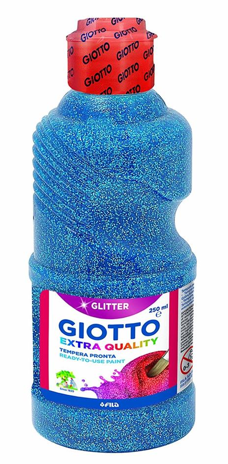 Tempera pronta Giotto qualità extra Glitter. Flacone 250 ml. Azzurro Cyan - 3