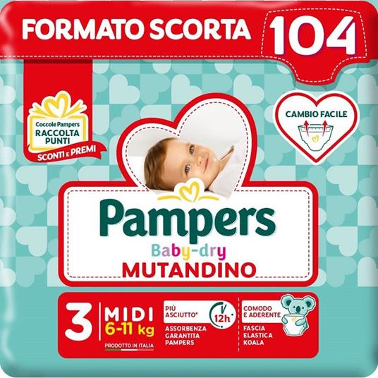 Baby Dry Mutandino Taglia 3 Misura Offerta 104 Pannolini - Pampers - Per la  culla e il passeggino - Giocattoli | IBS