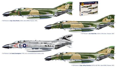 F-4 C/D/J Phantom Usa / Us Navy Vietnam Aces Decals (4 Version) Plastic Kit 1:72 Model It1373 - 2