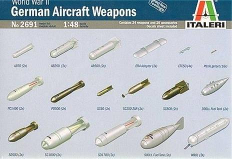 Italeri It2691 German Aircraft Weapons Wwii Kit 1:48 Modellino