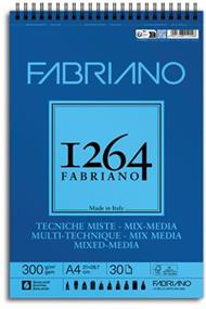 Fabriano Blocco 1264 Mixmedia A4 Gr.300/Mq Fogli 30 Spiralato Lato Corto