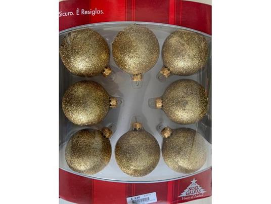 SET 8 PALLINE BRILLANTINATE ORO 6 CM ADDOBBI DECORAZIONI NATALE