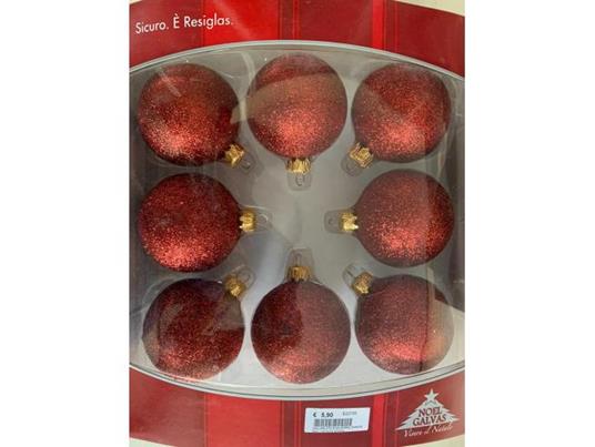 SET 8 PALLINE BRILLANTINATE ROSSE 6 CM ADDOBBI DECORAZIONI NATALE