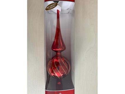 PUNTA PER ALBERO ROSSA CON ROMBI ORO 30 CM ADDOBBI NATALE