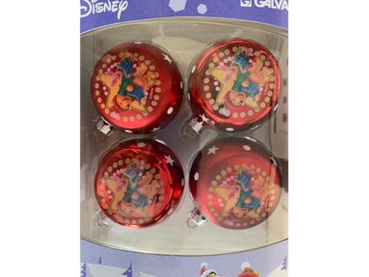 SET 4 PALLINE ROSSE WINNIE THE POOH TIGRO E HI-HO 12 CM ADDOBBI NATALE