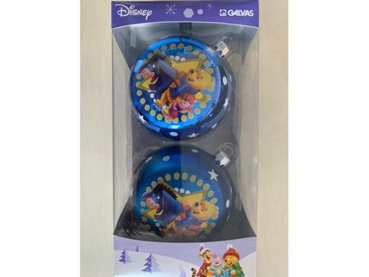 SET 2 PALLINE ARGENTO WINNIE THE POOH IH-OH, WINNIE E PIMPI 12 CM ADDOBBI NATALE