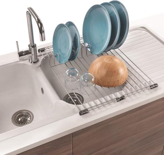 Scolapiatti A Griglia Per Lavello Polytherm Metallic Cm 20x54x4 Sink-Tex -  Metaltex - Idee regalo