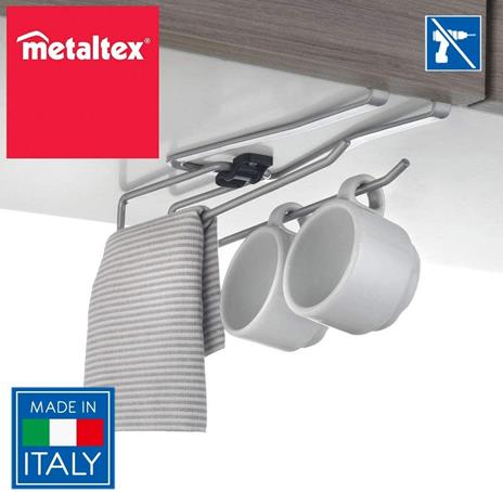 Metaltex All In All In- sottoripiano Multiuso, Filo Ferro, Grigio Metallizzato, 8x28x6 - 2