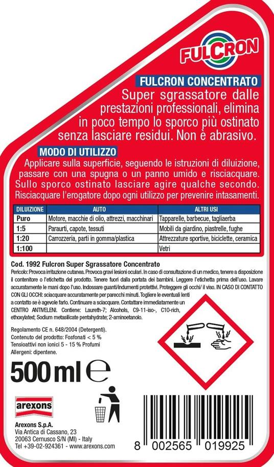 Spray Super Sgrassatore Concentrato 500ml - Fulcron - Idee regalo | IBS