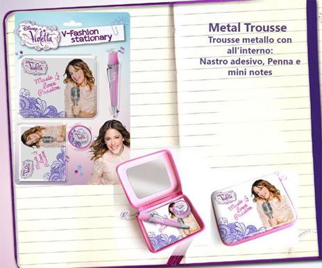 Violetta. Metal Trousse con Penna, Nastro Adesivo e Mini Block Notes - 2