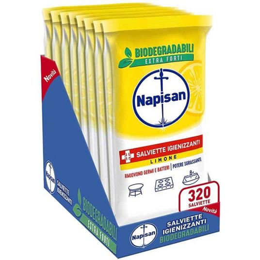 320 x Napisan Salviettine Igienizzanti Multisuperfici Biodegradabili Limone  - Napisan - Idee regalo | IBS