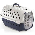 trasportino travel chic, gabbia trasporto per cani e gatti blu navy/bianco