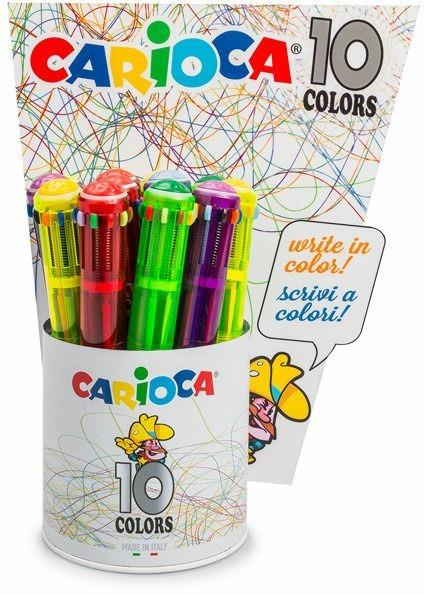 Carioca 10 Colors Multi Clip-on retractable ballpoint pen 12 pezzo(i)