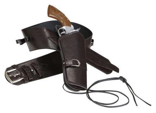 Cinturone da Cowboy in Similpelle Marrone con Fondina - 2