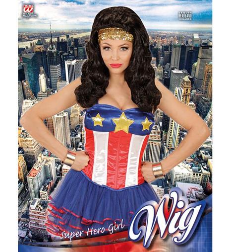 Parrucca Super Hero Girl Con Fascia Per Testa In Paillettes