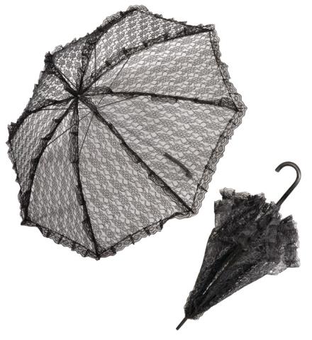 Parasole In Pizzo Nero Ø 83 Cm