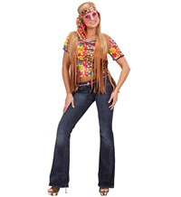 Donna Hippie Psichedelica (Camicia con Gilet, Pantaloni, Fascia Pertesta,  Collana) di Widmann